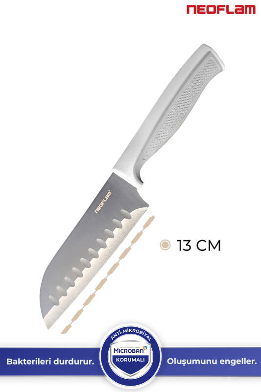 Fika Microban Santoku Bıçak 13 Cm, Gri - 3
