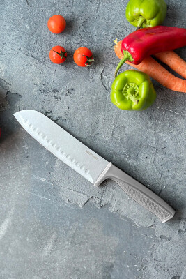 Fika Microban Santoku Bıçak 13 Cm, Gri - 4