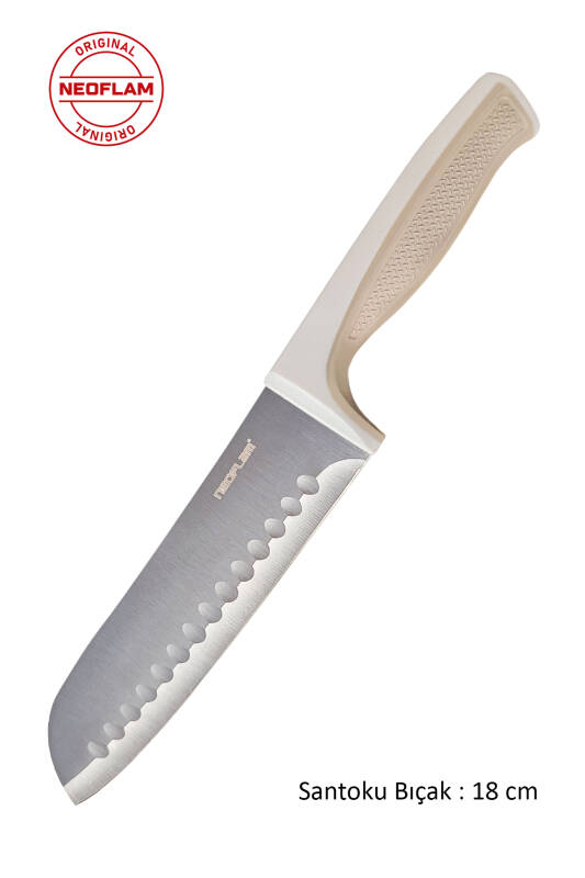 Fika Microban Santoku Bıçak 18 Cm, Bej - 1