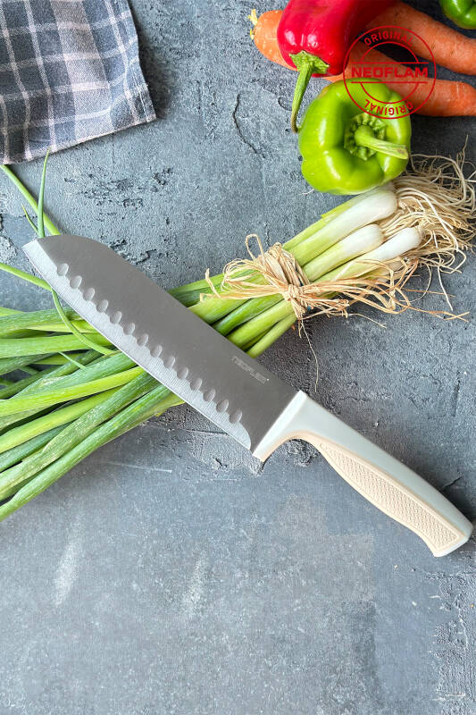 Fika Microban Santoku Bıçak 18 Cm, Bej - 1