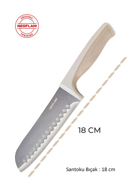 Fika Microban Santoku Bıçak 18 Cm, Bej - 3