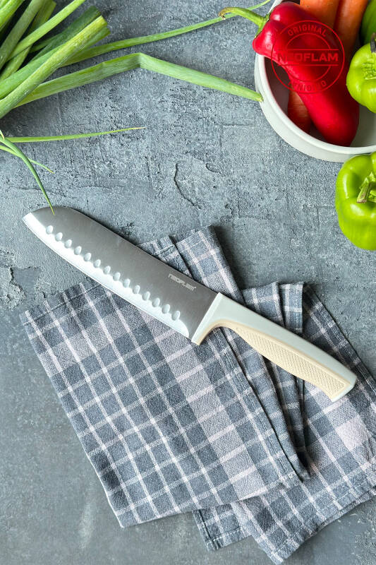 Fika Microban Santoku Bıçak 18 Cm, Bej - 4