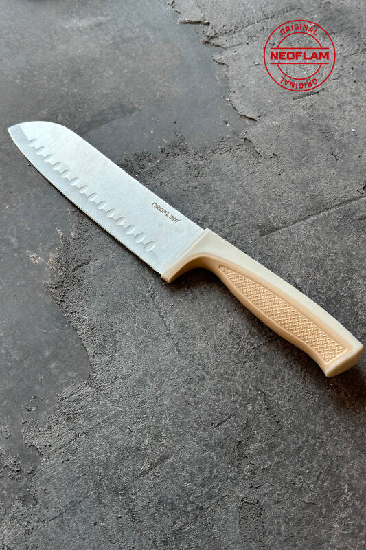 Fika Microban Santoku Bıçak 18 Cm, Bej - 6