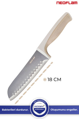 Fika Microban Santoku Bıçak 18 Cm, Bej - 3