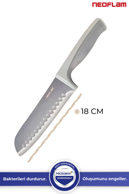 Fika Microban Santoku Bıçak 18Cm, Gri - 3