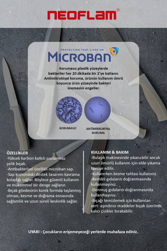 Fika Microban Soyma Bıçağı 8Cm, Gri - 6