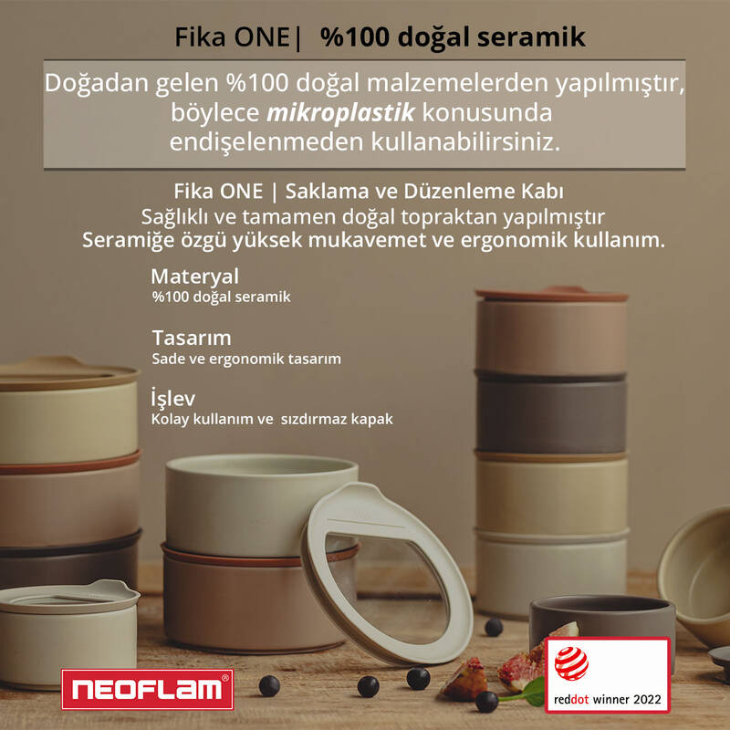 FİKA ONE SERAMİK SAKLAMA KABI 200ML BEJ