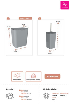 Flip 2'li Banyo Seti - Gri - 3