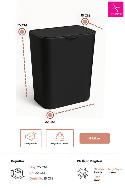 Flip Banyo Mutfak Tezgah Üstü Çöp kovası - Siyah - 3