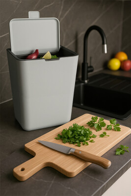 Flip Çöp Kovası - Gri - Primanova