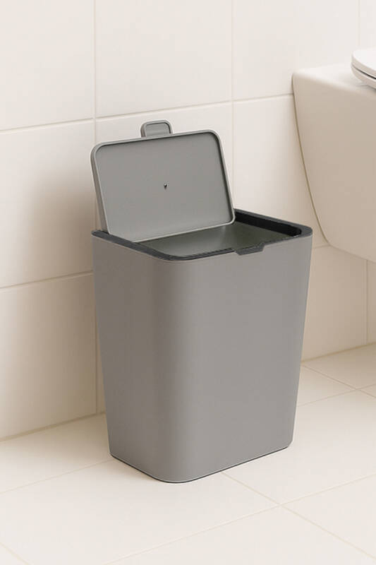 Flip Banyo Mutfak Tezgah Üstü Çöp kovası - Gri - 5