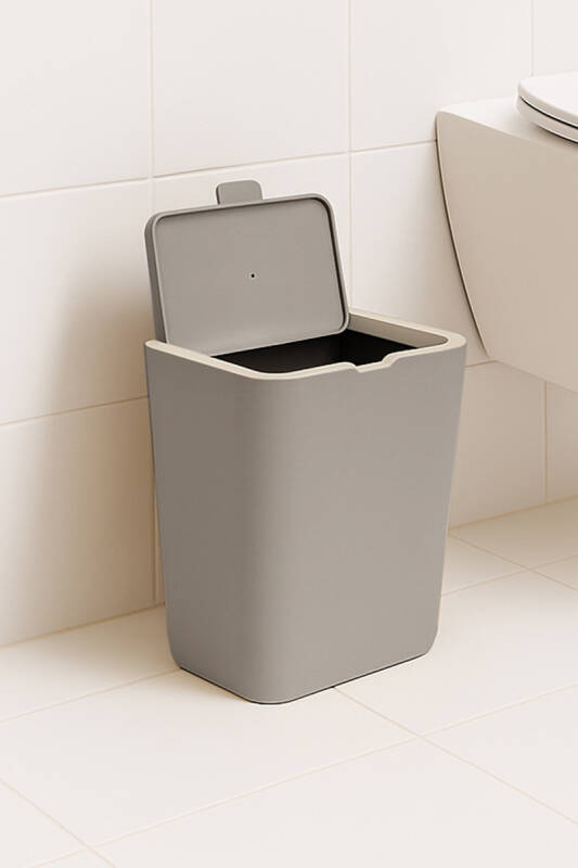 Flip Banyo Mutfak Tezgah Üstü Çöp kovası - Kum Beji - 5