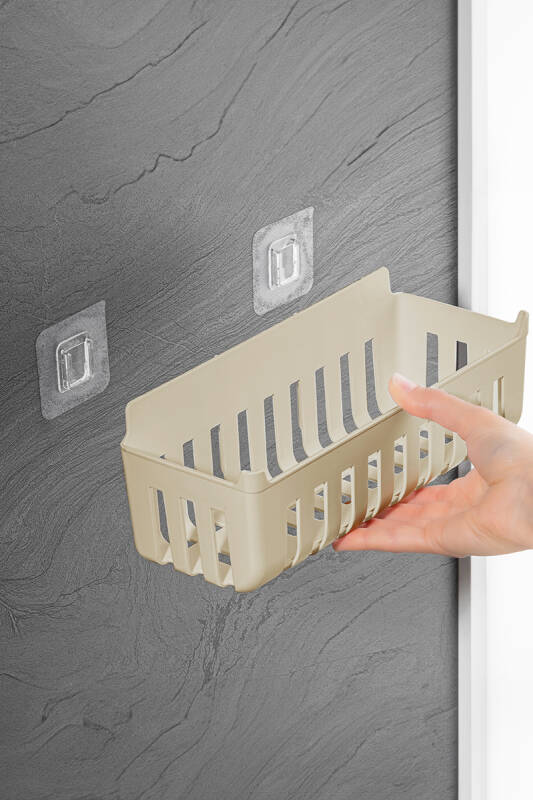 Flores Banyo Seti + Yapışkanlı Raf - Bej - 4