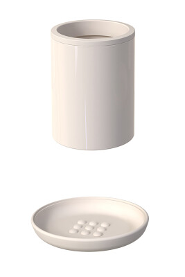 Flores Banyo Seti + Yapışkanlı Raf - Bej - 8