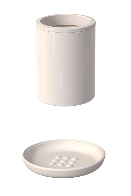 Flores Banyo Seti + Yapışkanlı Raf - Bej - 8