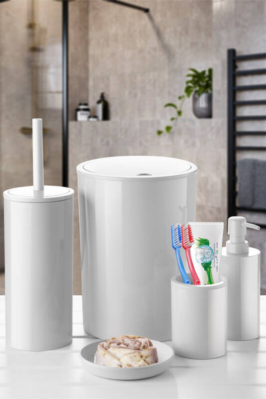 Flores Banyo Seti + Yapışkanlı Raf - Beyaz - 2