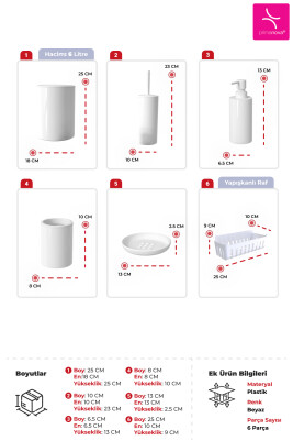 Flores Banyo Seti + Yapışkanlı Raf - Beyaz - 3