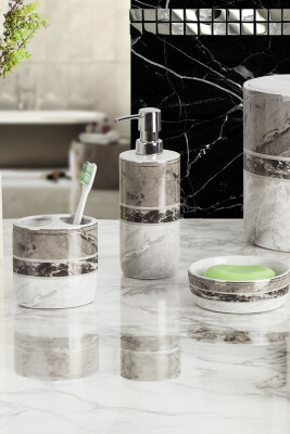 Garnsey 3'lü Banyo Seti - Gri - Primanova