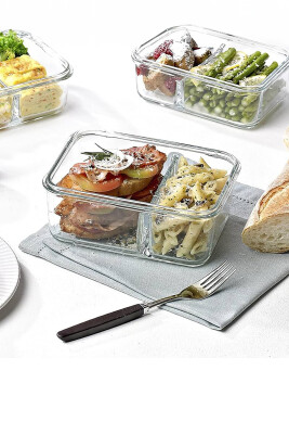 Glasslock Dikdörtgen 2'li Cam Saklama Kabı 920 ML - 3