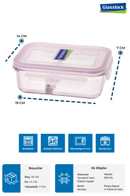 Glasslock Dikdörtgen 2'li Cam Saklama Kabı - 920 ML - 3