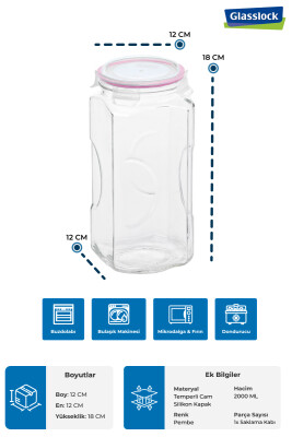 Glasslock Kare Cam Kavanoz 2000 Ml - 3