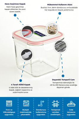 Glasslock Kare Cam Saklama Kabı - 120 ML - 3