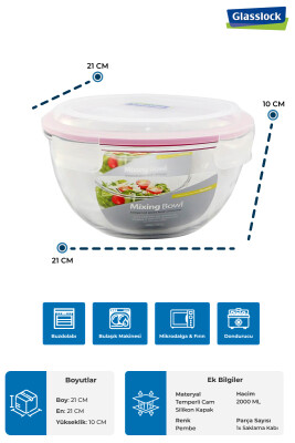 Glasslock Yuvarlak Cam Saklama Kabı - 2000 ML - 3