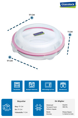 Glasslock Yuvarlak Plus Cam Saklama Kabı - 350 Ml - 3