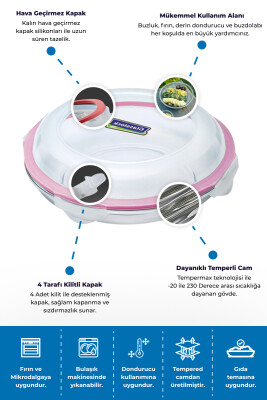 Glasslock Yuvarlak Plus Cam Saklama Kabı - 800 ML - 4