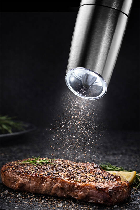Gravity Paslanmaz Çelik Otomatik Tuz & Karabiber Öğütücü Pilli - Metalik - 5