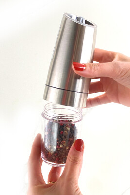 Gravity Paslanmaz Çelik Otomatik Tuz & Karabiber Öğütücü Pilli - Metalik - 7