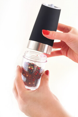 Gravity Paslanmaz Çelik Otomatik Tuz & Karabiber Öğütücü Pilli - Siyah - 7