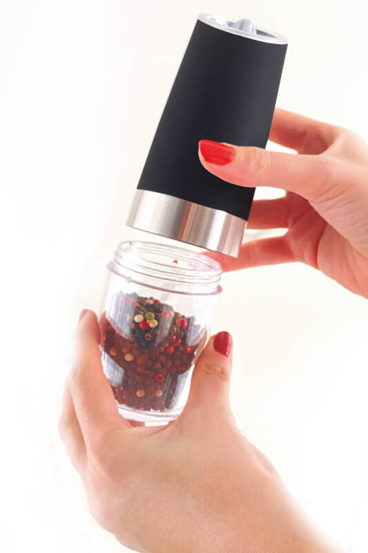 Gravity Paslanmaz Çelik Otomatik Tuz & Karabiber Öğütücü Pilli - Siyah - 7