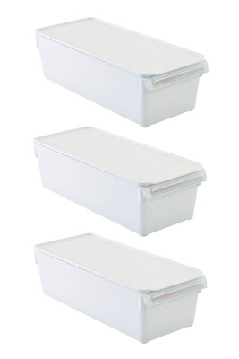 Buzdolabı Içi Organizer Dolap Içi Düzenleyici Saklama Kabı 360*150*100 Mm Beyaz 3 Lü - 1