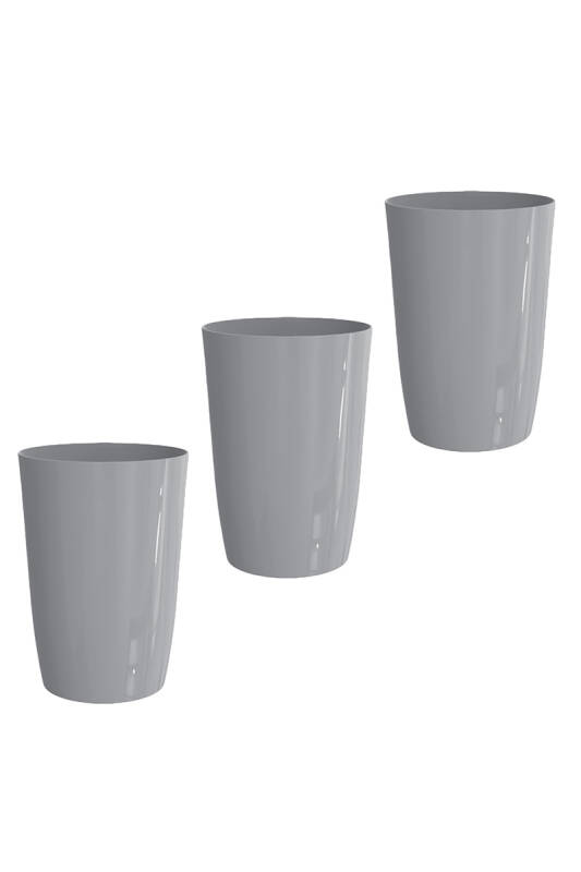 Kapaksız Kova 3'lü Set Gri - Banyo Mutfak Ofis - 1