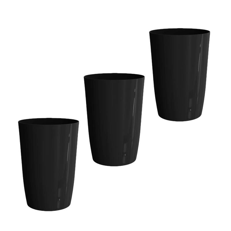 Kapaksız Kova- Banyo Ofis Mutfak Siyah 3Lü Set - 1
