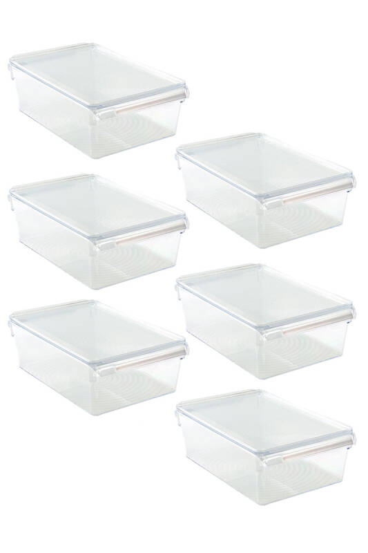 Kapaklı Buzdolabı Içi Organizer Dolap Içi Düzenleyici Saklama Kabı 325*205*100 Mm Şeffaf 6 Lı - 1