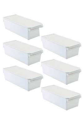 Kapaklı Buzdolabı Içi Organizer Dolap Içi Düzenleyici Saklama Kabı 360*150*100 Mm Beyaz 6 Lı - 1