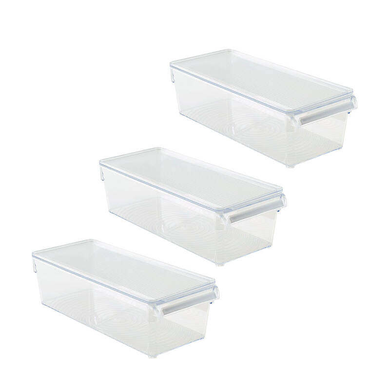 Kapaklı Buzdolabı Içi Organizer Dolap Içi Düzenleyici Saklama Kabı 360*150*100 Mm Şeffaf 3Lü - 1