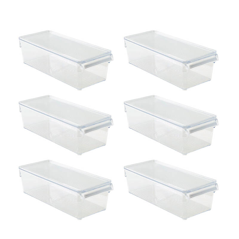 Kapaklı Buzdolabı Içi Organizer Dolap Içi Düzenleyici Saklama Kabı 360*150*100 Mm Şeffaf 6Lı - 3
