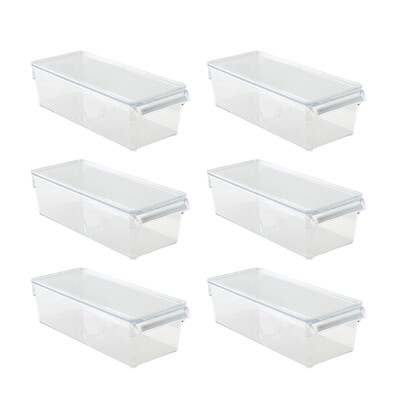 Kapaklı Buzdolabı Içi Organizer Dolap Içi Düzenleyici Saklama Kabı 360*150*100 Mm Şeffaf 6Lı - 1