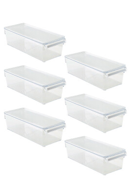 Kapaklı Buzdolabı Içi Organizer Dolap Içi Düzenleyici Saklama Kabı 360*150*100 Mm Şeffaf 6Lı - 1