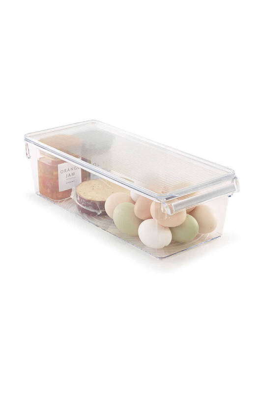 Kapaklı Buzdolabı Içi Organizer Dolap Içi Düzenleyici Saklama Kabı 360*150*100 Mm Şeffaf 6Lı - 2
