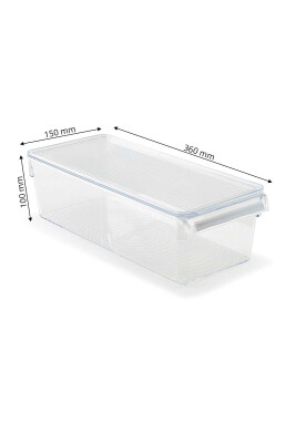 Kapaklı Buzdolabı Içi Organizer Dolap Içi Düzenleyici Saklama Kabı 360*150*100 Mm Şeffaf 6Lı - 3