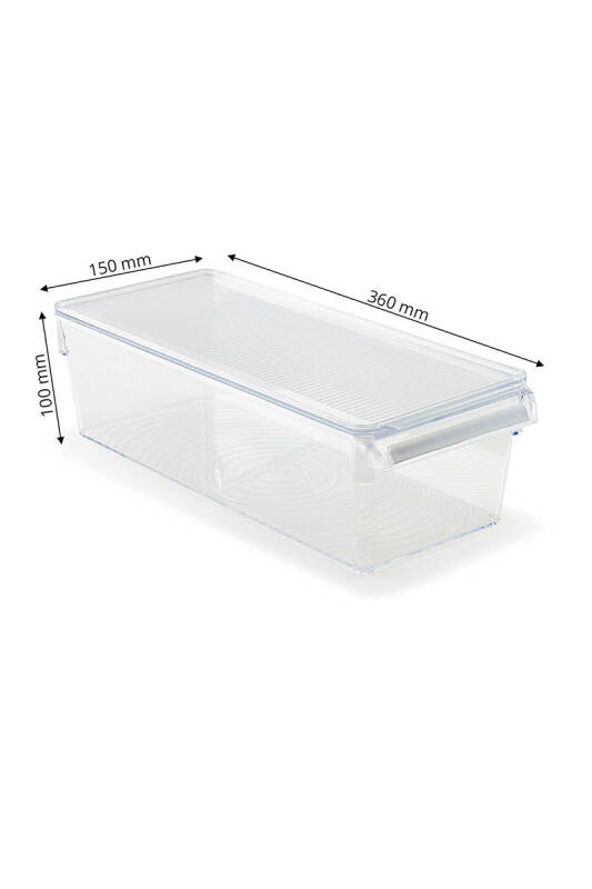 Kapaklı Buzdolabı Içi Organizer Dolap Içi Düzenleyici Saklama Kabı 360*150*100 Mm Şeffaf 6Lı - 3