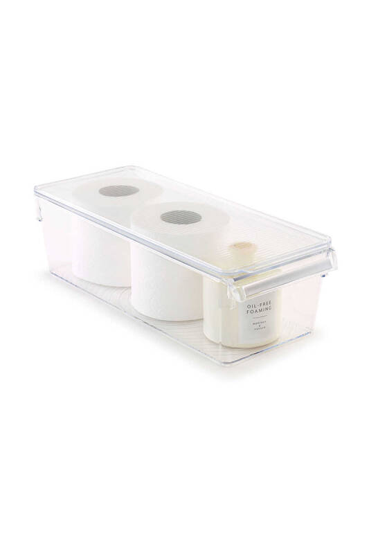 Kapaklı Buzdolabı Içi Organizer Dolap Içi Düzenleyici Saklama Kabı 360*150*100 Mm Şeffaf 6Lı - 4
