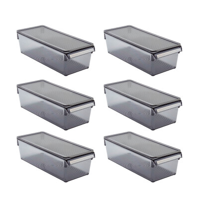 Kapaklı Buzdolabı Içi Organizer Dolap Içi Düzenleyici Saklama Kabı 360*150*100Mm Şeffaf Siyah 6Lı - Primanova