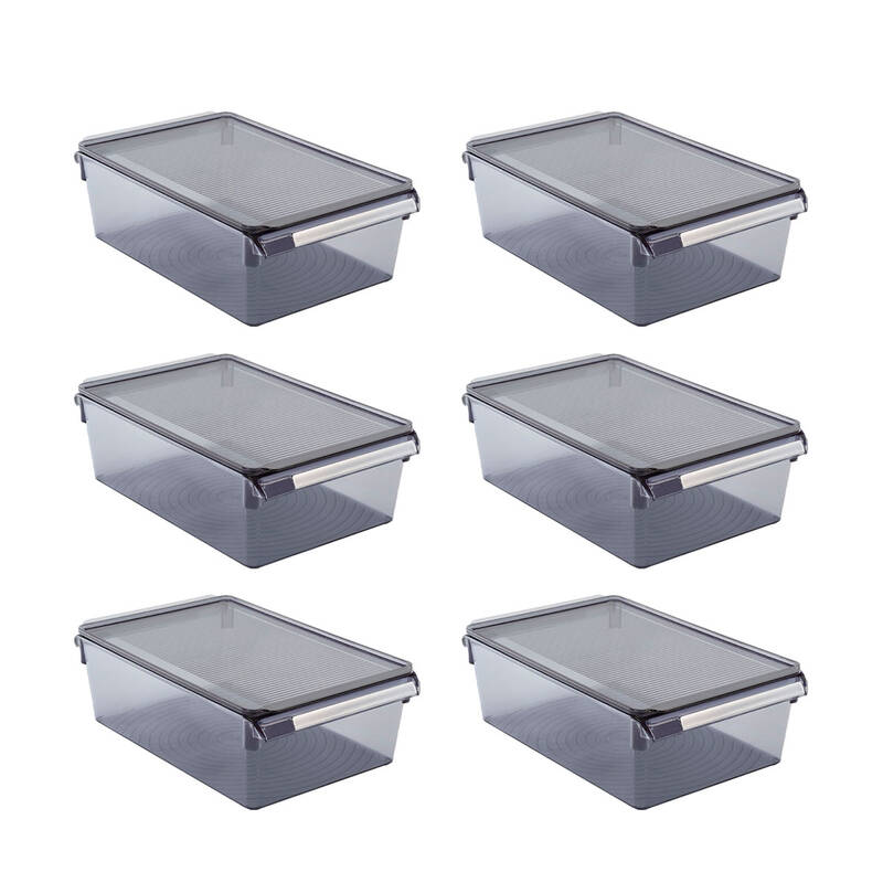 Kapaklı Buzdolabı Içi Organizer Dolap Içi Düzenleyici Saklama Kabı 325*205*100Mm Şefffaf Siyah 6Lı - 3