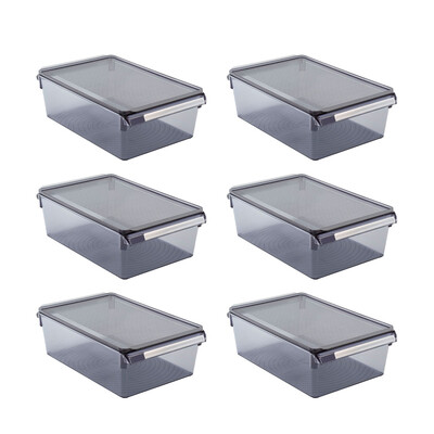 Kapaklı Buzdolabı Içi Organizer Dolap Içi Düzenleyici Saklama Kabı 325*205*100Mm Şefffaf Siyah 6Lı - 1