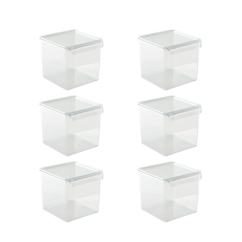 Kapaklı Buzdolabı Içi Organizer Dolap Içi Düzenleyici Saklama Kabı 165*178*160Mm Şeffaf 6 Lı - 4
